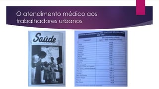 O atendimento médico aos
trabalhadores urbanos
 
