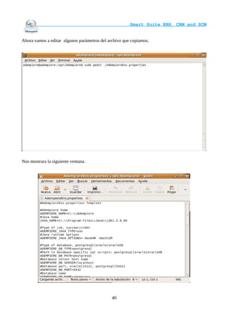                                     Smart Suite ERP, CRM and SCM
                                                                    

Ahora vamos a editar algunos parámetros del archivo que copiamos.




Nos mostrara la siguiente ventana.




                                              40
 