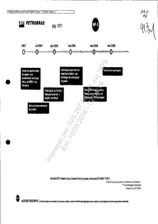 !Processo 5083351-89 2014.404.70001PR. E'ItIflto 1. ANEX09. Péglna 11
•
•
li PETROBRAS
2003 JuV2004
o..
~ág,: wm
Abr/2005
ContrGtaíão diTed!l~
ltaIypil'imcutar o
projeto COIllfitual .
. ._.-
Se1l2006 Marl2008 Mail2OO8
Inicioda terraplenogem
I'missão ÓPlicellÇà prévia e
~1:eIlÇd poráinltalação de
illtrillllUroseterraplenagem
" ' "
Noveml:lllliOl4 RebfuJfilalda CoiImInten1deApura;âlUistlu~aIIlnOIPDABAST70lI014
'ünq'Jalassmao,porlado,%abrosaa COIIJIssáo'
I' V~ AulolllJade Coml/rumle
Ve~io2áe 12/1111014
, ACESsaRESTRITO IAIinformações ~.trall!da! 110de'''''0liIIrItoconf"'"deI"do pe~Iegislaçáo.lIIlIoredada11'"di..gaç!oa",,"101semprélia.utoriZlçIo.
Impressopor:025.287.681-41Inq3979
Em:10/05/2016-02:04:19
 