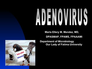 ADENOVIRUS Maria Ellery M. Mendez, MD,  DPASMAP, FPAMS, FPAAAMI  Department of Microbiology  Our Lady of Fatima University 