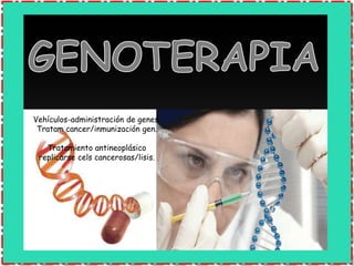 Vehículos-administración de genes.
Tratam cancer/inmunización gen.
Tratamiento antineoplásico
replicarse cels cancerosas/lisis.
 