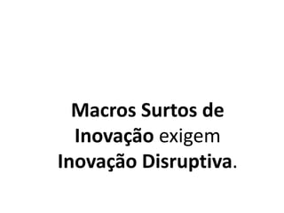 Macros Surtos de
Inovação exigem
Inovação Disruptiva.
 