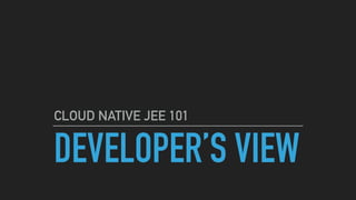 DEVELOPER’S VIEW
CLOUD NATIVE JEE 101
 