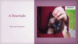 A Descrição
Plano de Pormenor
 