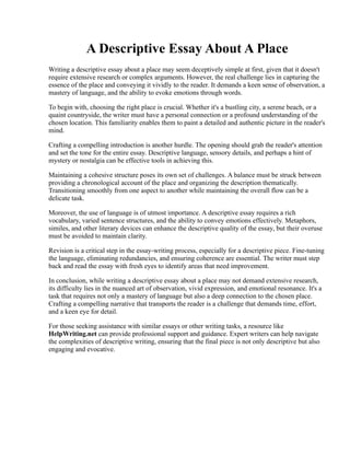 A Descriptive Essay About A Place | PDF