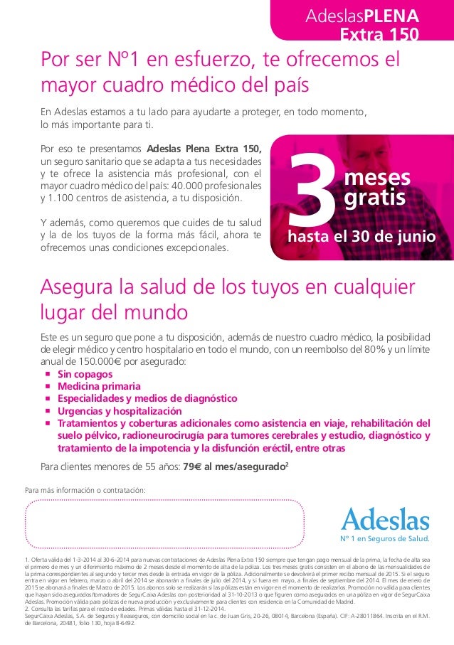 cuadro adeslas 2014 adeslas plena extra 2014 cuadro adeslas 2014 adeslas plena extra 2014