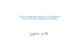 10 key marketing impacts of the General
Data Protection Regulation (GDPR)
 