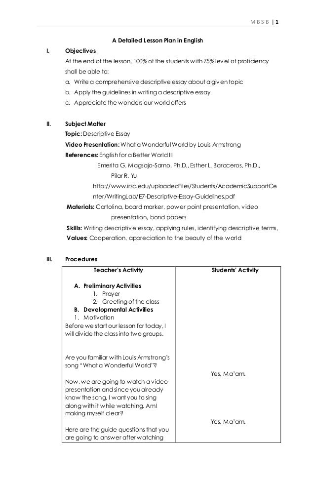 Writing essay form introductions lesson plan