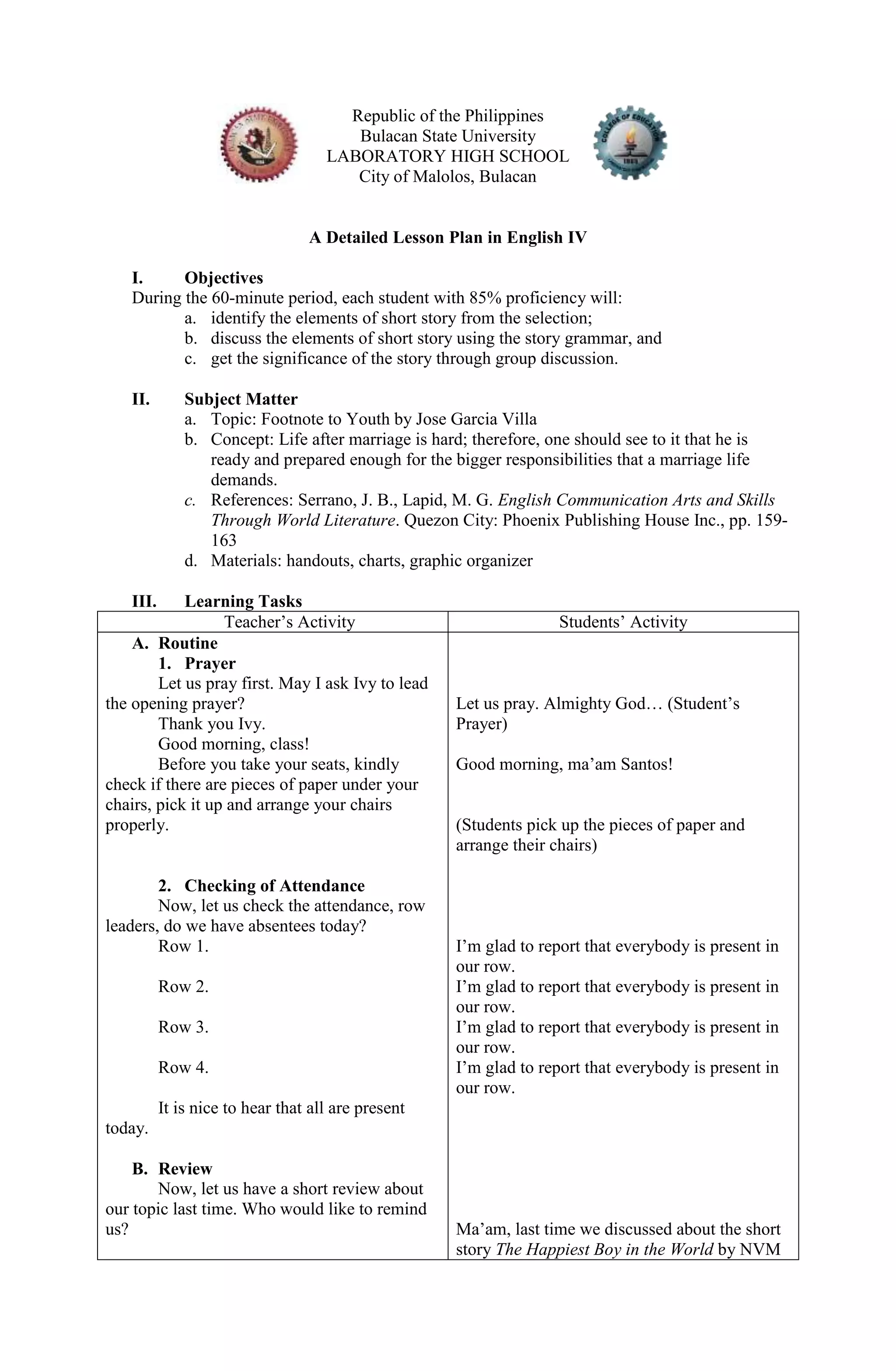 A Detailed Lesson Plan in English IV | DOCX