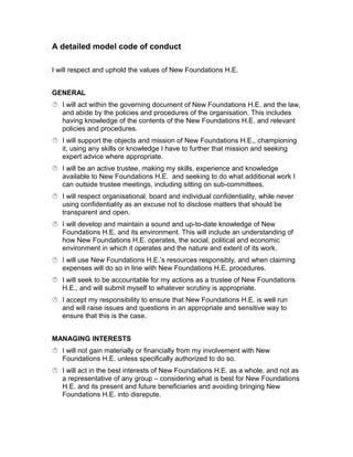 A detailed model code of conduct | PDF | Business | Business and Finance