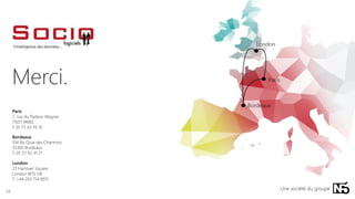 Paris
7, rue du Pasteur Wagner
75011 PARIS
T. 01 75 43 76 10
Bordeaux
104 Bis Quai des Chartrons
33300 Bordeaux
T. 05 57 92 41 21
London
23 Hanover Square
London W1S 1JB
T. +44 203 714 8915
Une société du groupe34
Merci.
 