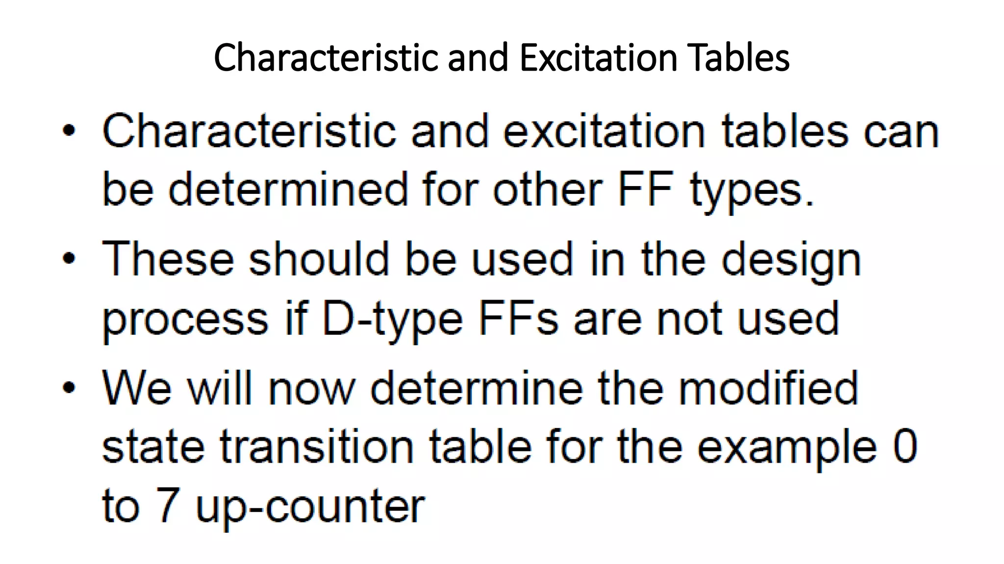 Characteristic and Excitation Tables
 