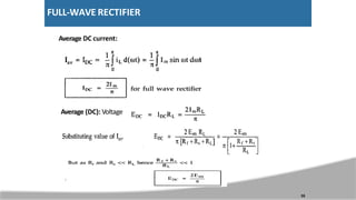 FULL-WAVE RECTIFIER
Average DC current:
Average (DC): Voltage
35
 