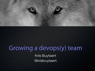 Growing a devops(y) team
        Kris Buytaert
        @krisbuytaert
 