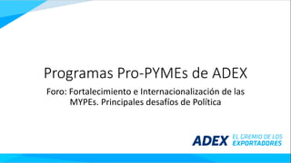 Programas Pro-Pymes de ADEX | PDF