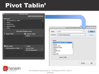 Pivot Tablin’
PPC Masters Hamburg 2014 – Konferenz für PPC, SEA &
AdWords
 