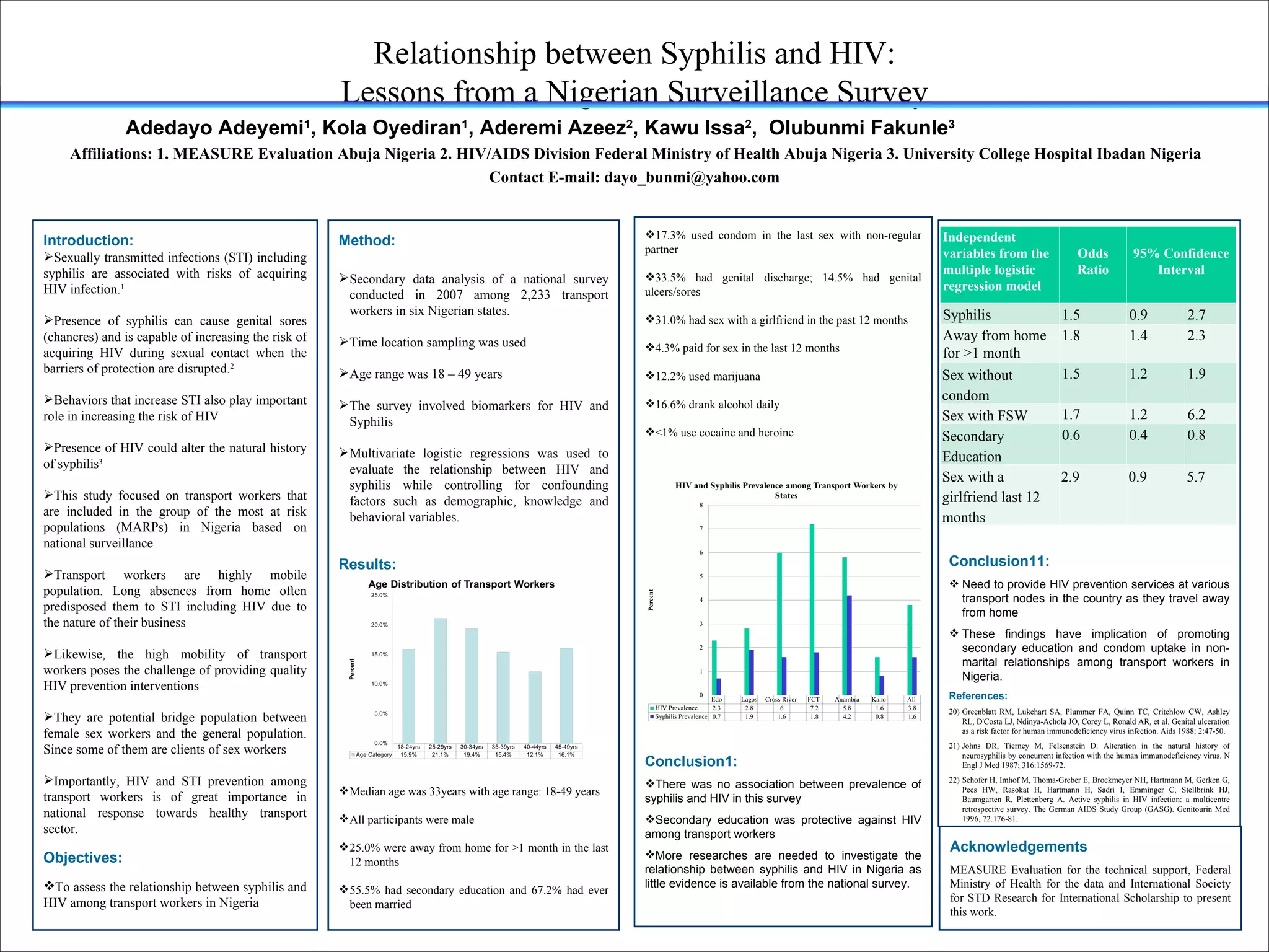 Relationship between Syphilis and HIV: Lessons from a Nigerian ...