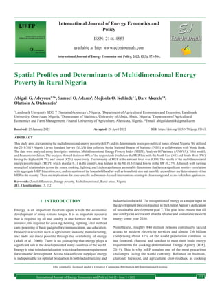 Spatial Profiles and Determinants of Multidimensional Energy Poverty in ...