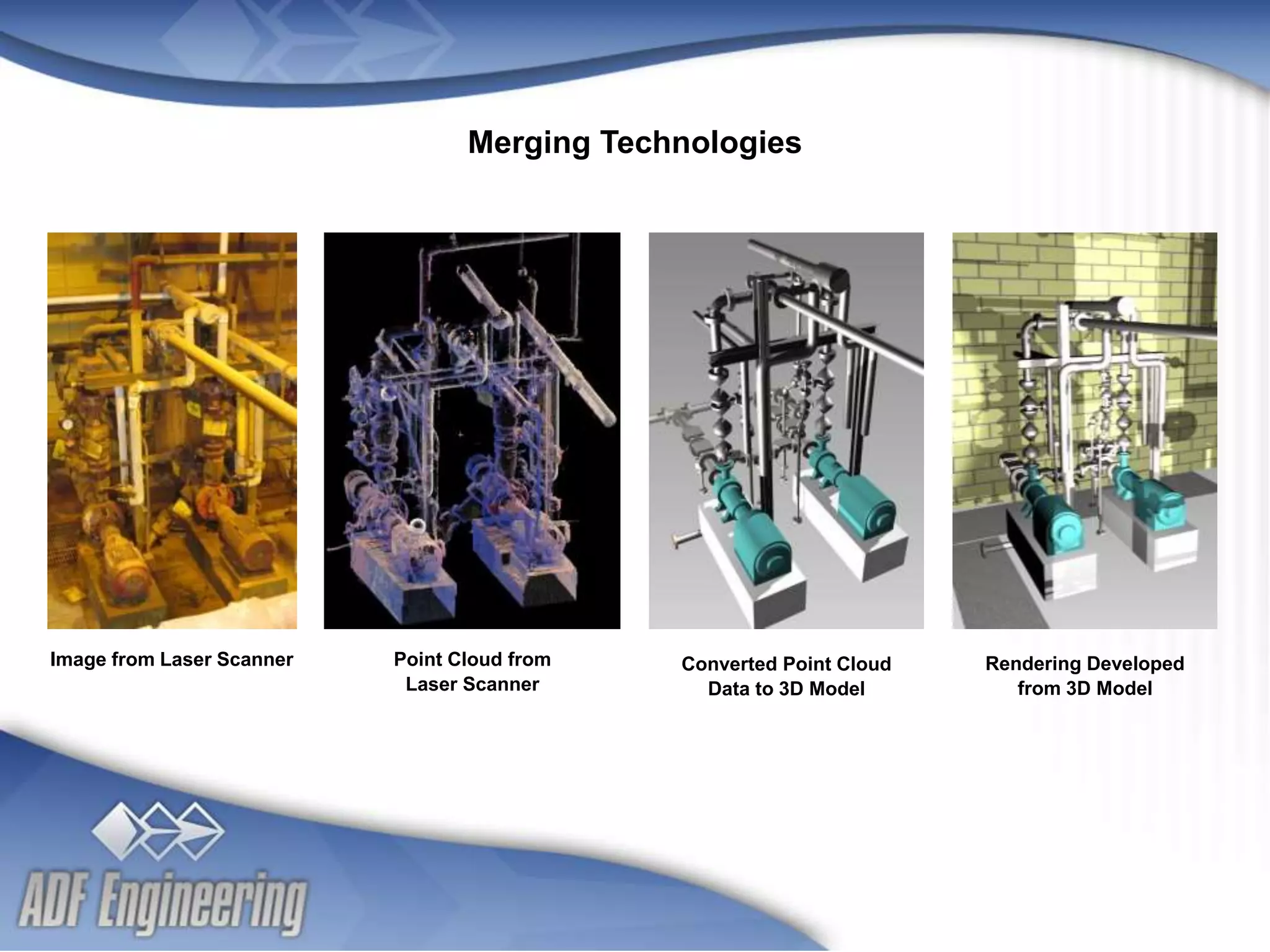 - 8 -
Client
Logo
Client
Logo
Image from Laser Scanner Point Cloud from
Laser Scanner
Converted Point Cloud
Data to 3D Model
Rendering Developed
from 3D Model
Merging Technologies
 