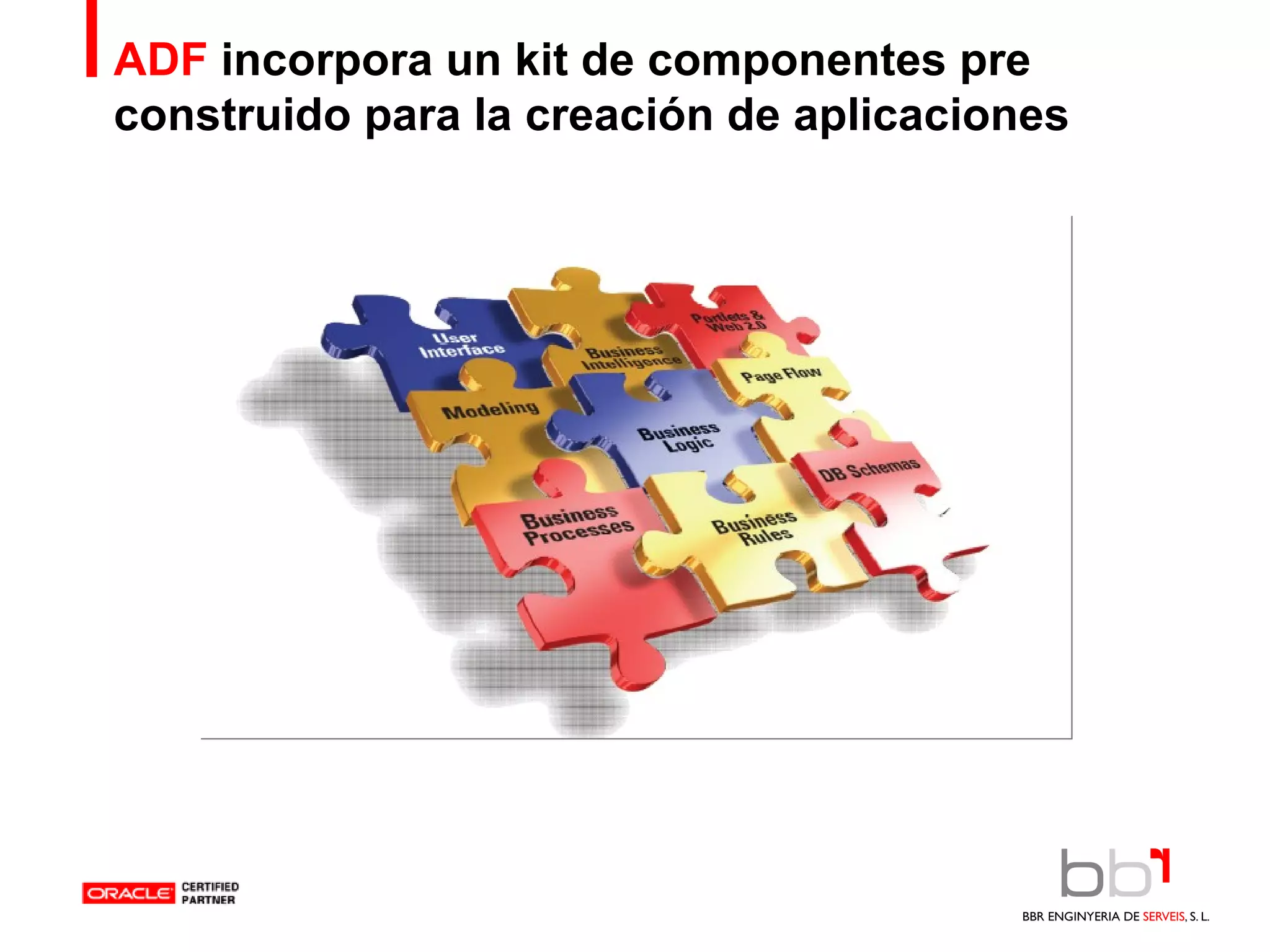 ADF  incorpora un kit de componentes pre construido para la creación de aplicaciones 