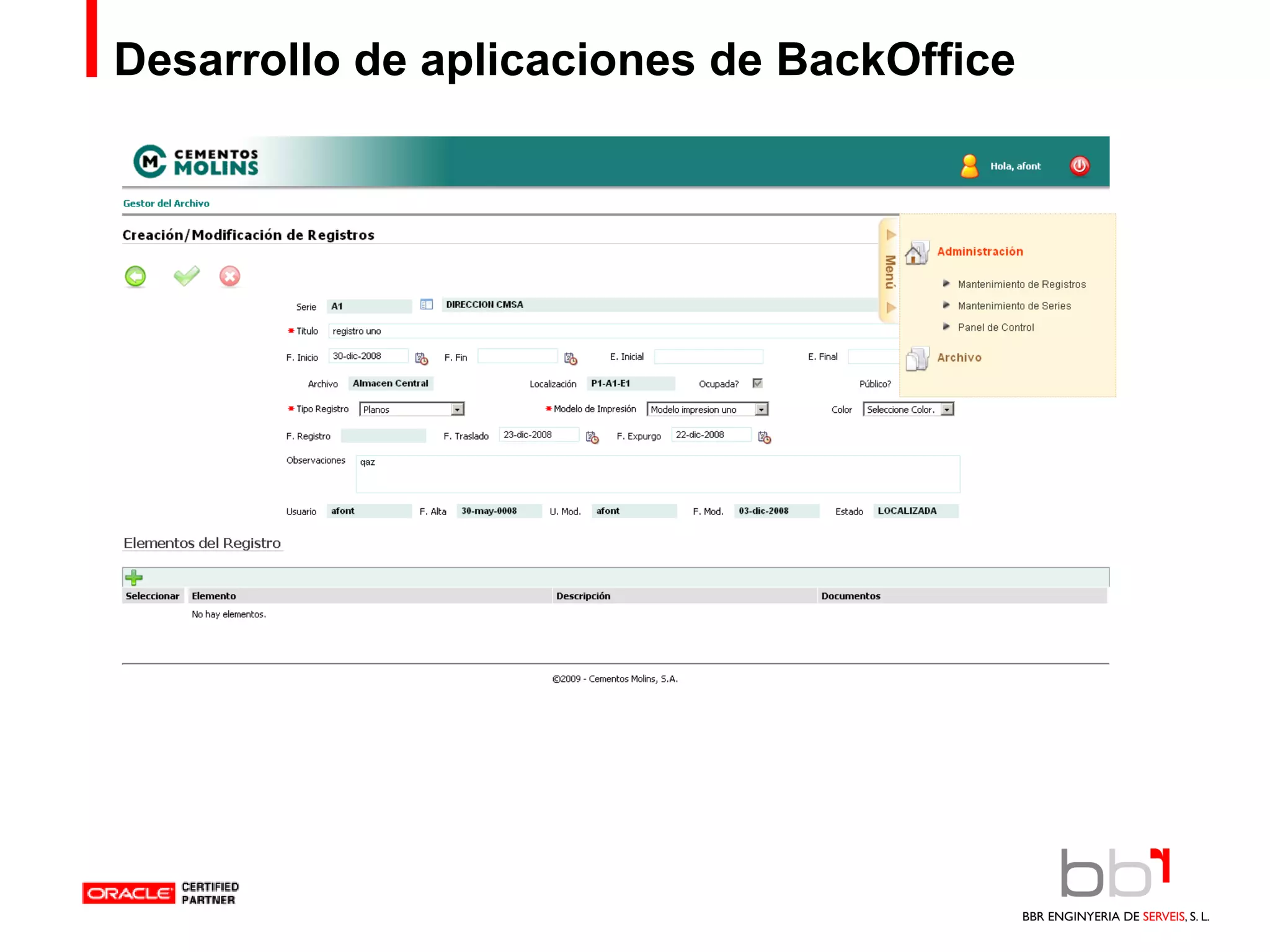 Desarrollo de aplicaciones de BackOffice 
