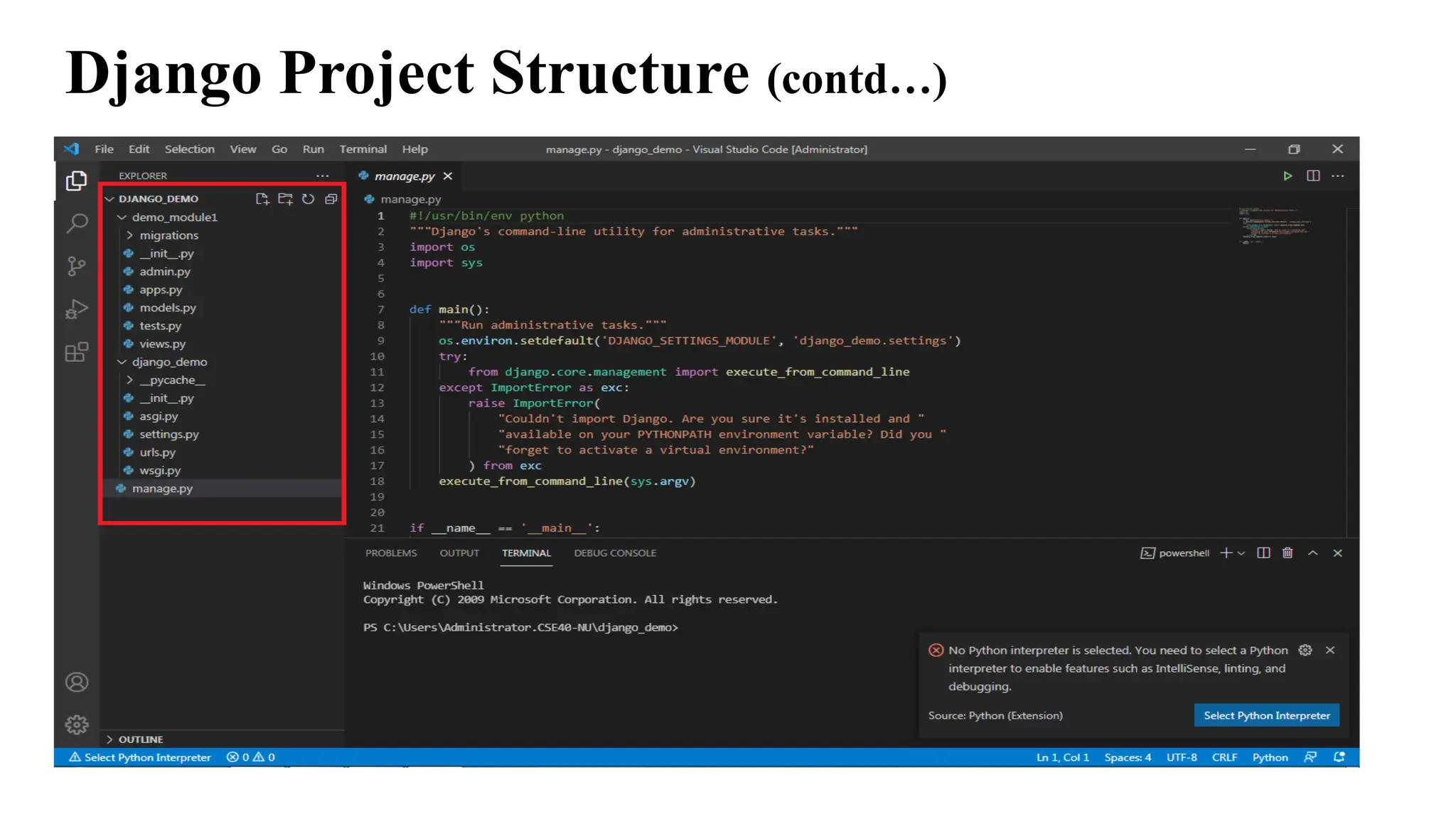 Django Project Structure (contd…)
 