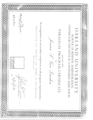 Oakland University Paralegal Certificate