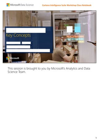 Cortana Intelligence Suite Workshop Class Notebook
 Classified as Microsoft General
Key Concepts
This session is brought to you by Microsoft’s Analytics and Data
Science Team.
1
 