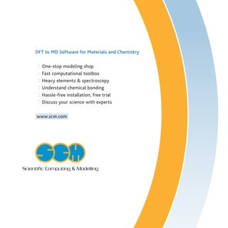 ADF modeling suite: DFT to MD software for chemistry and materials | PDF