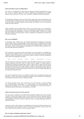 HEYA’s work in Egypt -1- Al-Ahram Weekly | PDF | Civic affairs | Politics