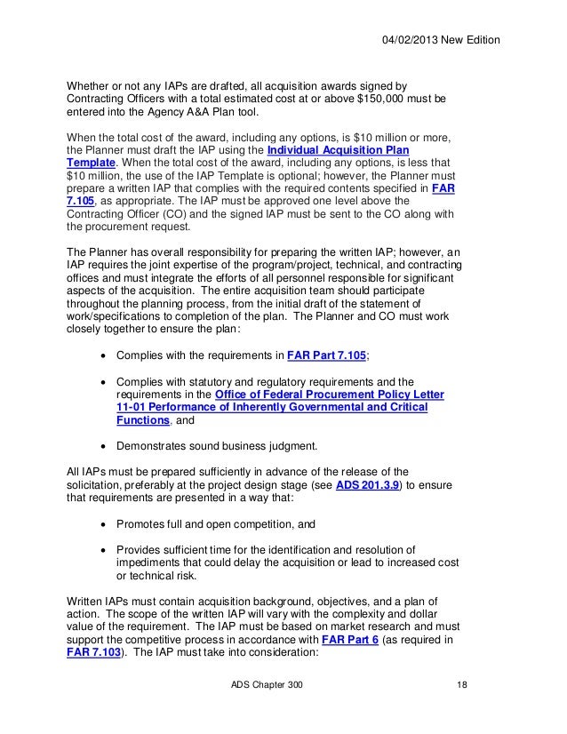 ads 300 ofpp policy letter 11 01