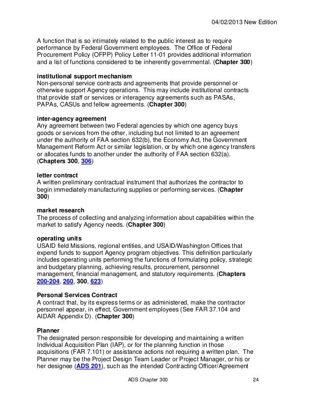 ads 300 ofpp policy letter 11 01