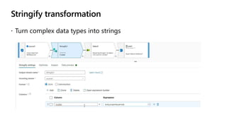 Stringify transformation
 Turn complex data types into strings
 