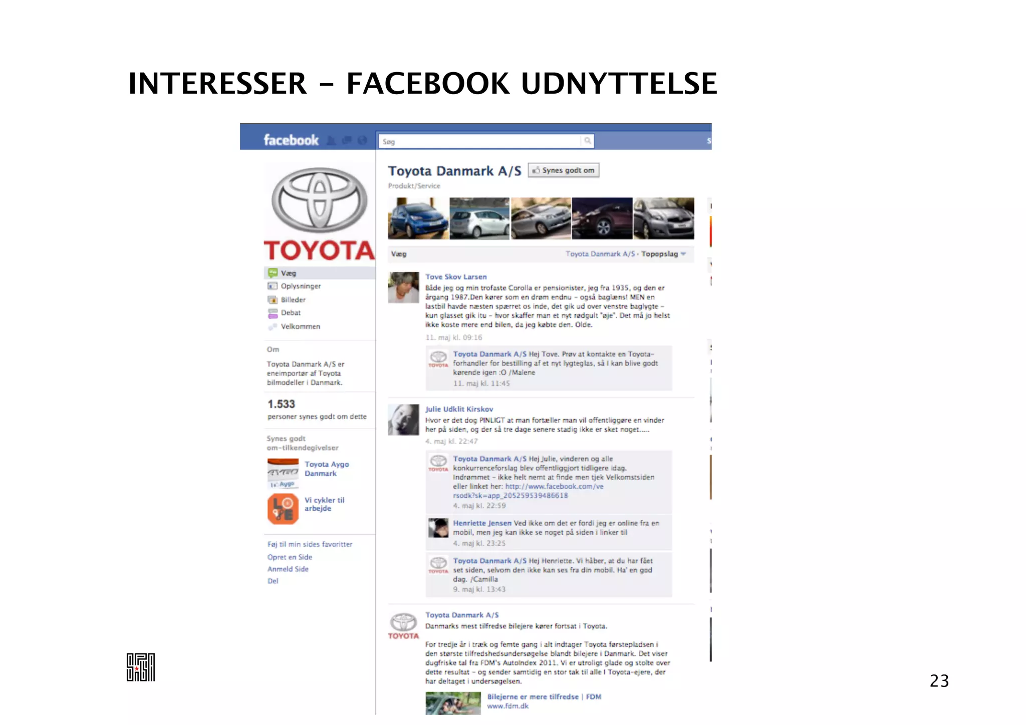 INTERESSER - FACEBOOK UDNYTTELSE




                                   23
 