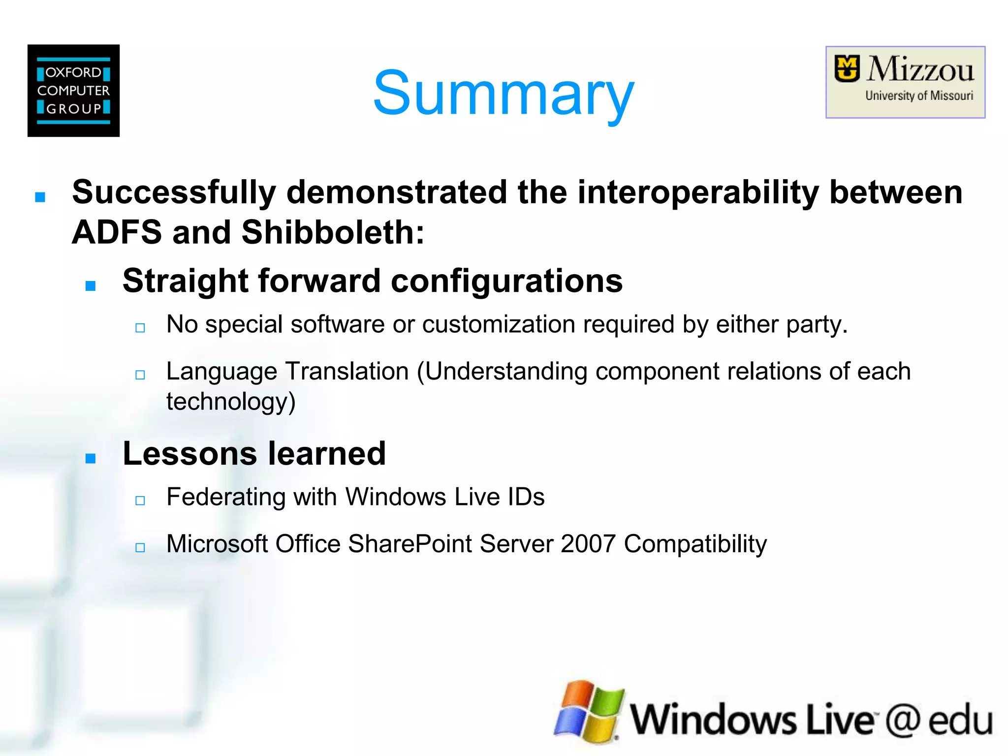 Adfs Shib Interop Um Oxford