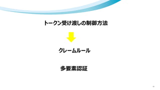 トークン受け渡しの制御方法
11
クレームルール
多要素認証
 