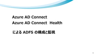 Azure AD Connect
32
Azure AD Connect Health
による ADFS の構成と監視
 