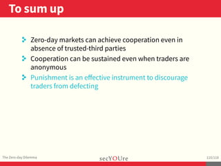 The Bazaar, the Maharaja’s Ultimatum, and the Shadow of the Future: Extortion and Cooperation in the Zero-day Market - CODE BLUE 2015, Tokyo Slide 153