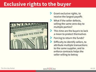 ..
Exclusive rights to the buyer
.
The Zero-day Market
.
44/118
..
. Grant exclusive rights, to
receive the largest payoﬀs...