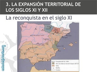 3. LA EXPANSIÓN TERRITORIAL DE
LOS SIGLOS XI Y XII

La reconquista en el siglo XI

 