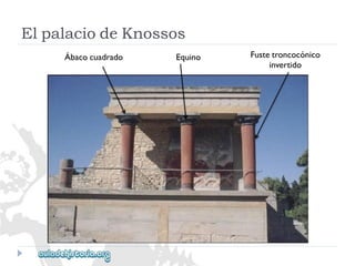 ElpalaciodeKnossos 
Ábacocuadrado 
Equino 
Fustetroncocónico 
invertido  