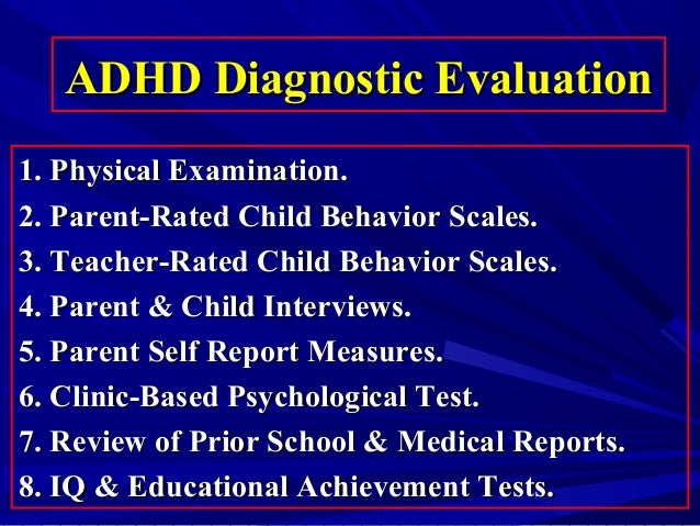 Psychological tests for adhd