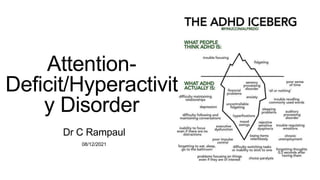 08/12/2021
Attention-
Deficit/Hyperactivit
y Disorder
Dr C Rampaul
 