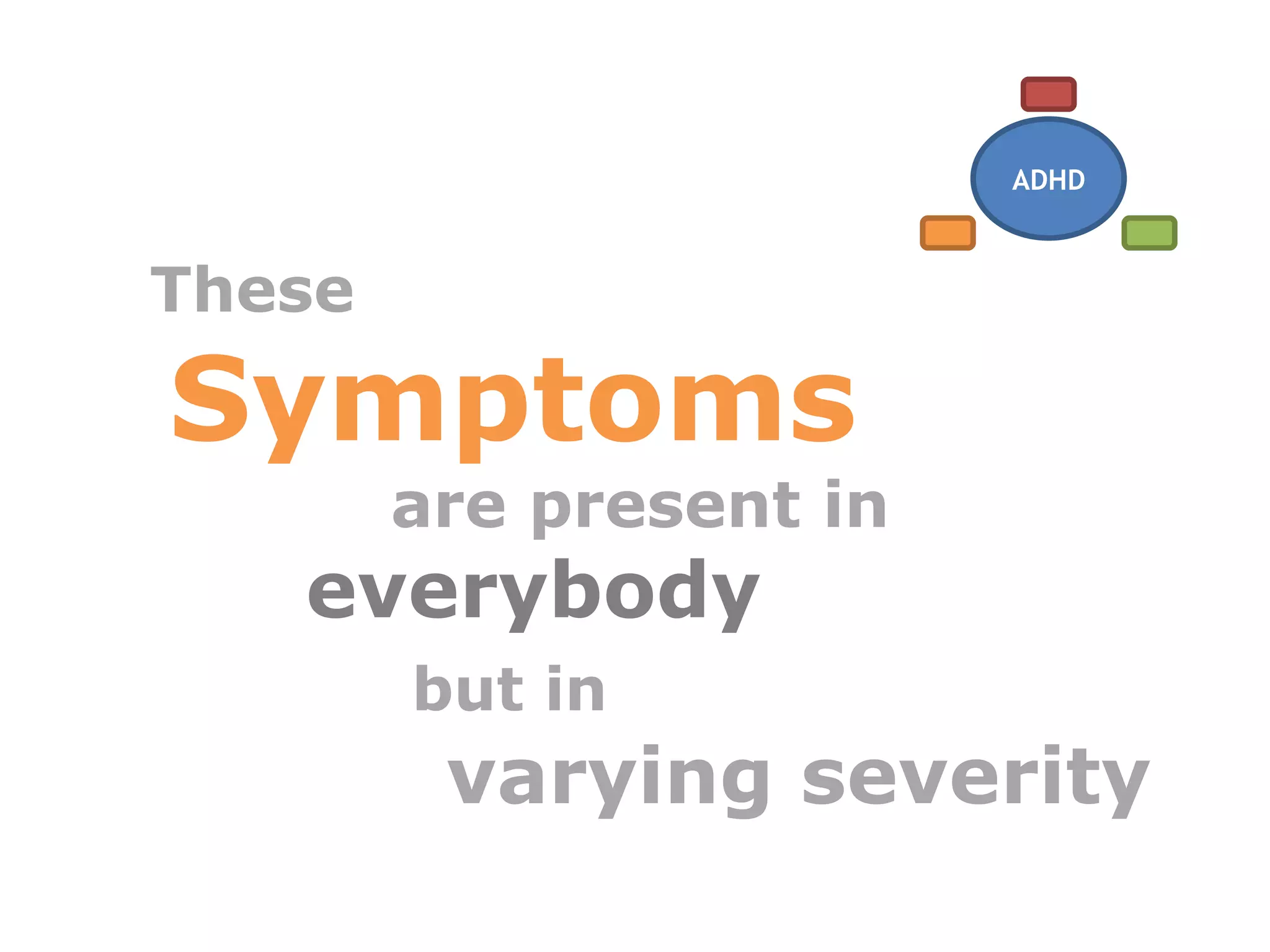 These  Symptoms  are present in everybody  but in   varying severity  ADHD 