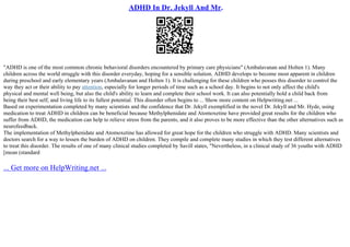 ADHD In Dr. Jekyll And Mr. | PPT
