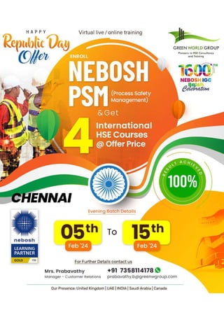 Adherence with safety regulations is obligatory. - Nebosh PSM In Chennai.pdf