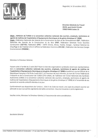 IDCC 998 Lettre d'adhesion UNSA