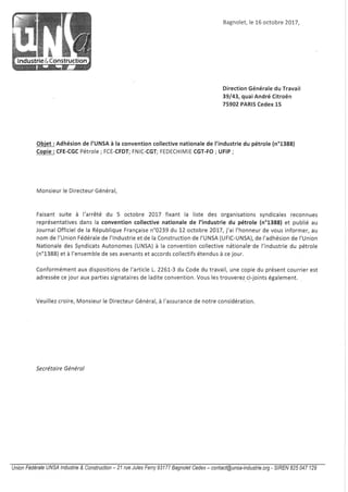 IDCC 1388 Lettre d'adhesion unsa 