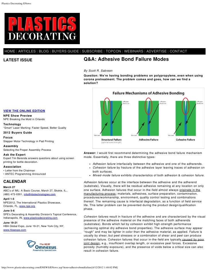 Adhesive Bond Failure Modes