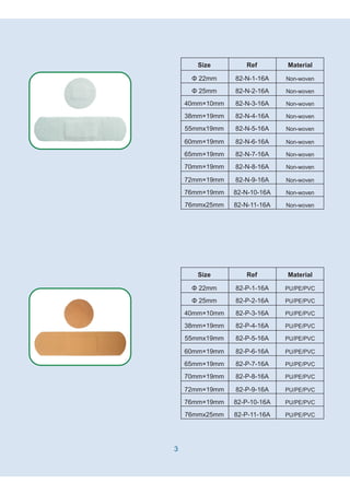 3
Size Material
Φ 22mm Non-woven
Ref
82-N-1-16A
Φ 25mm Non-woven82-N-2-16A
40mm×10mm Non-woven82-N-3-16A
38mm×19mm Non-woven82-N-4-16A
55mmx19mm Non-woven82-N-5-16A
60mm×19mm Non-woven82-N-6-16A
65mm×19mm Non-woven82-N-7-16A
70mm×19mm Non-woven82-N-8-16A
72mm×19mm Non-woven82-N-9-16A
76mm×19mm Non-woven82-N-10-16A
76mmx25mm Non-woven82-N-11-16A
Size Material
Φ 22mm PU/PE/PVC
Ref
82-P-1-16A
Φ 25mm PU/PE/PVC82-P-2-16A
40mm×10mm PU/PE/PVC82-P-3-16A
38mm×19mm PU/PE/PVC82-P-4-16A
55mmx19mm PU/PE/PVC82-P-5-16A
60mm×19mm PU/PE/PVC82-P-6-16A
65mm×19mm PU/PE/PVC82-P-7-16A
70mm×19mm PU/PE/PVC82-P-8-16A
72mm×19mm PU/PE/PVC82-P-9-16A
76mm×19mm PU/PE/PVC82-P-10-16A
76mmx25mm PU/PE/PVC82-P-11-16A
 